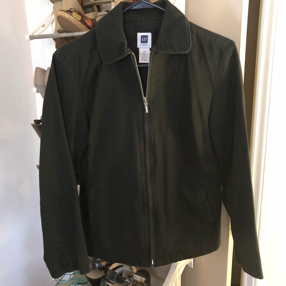 Gap | Black Cotton Zip Up Jacket